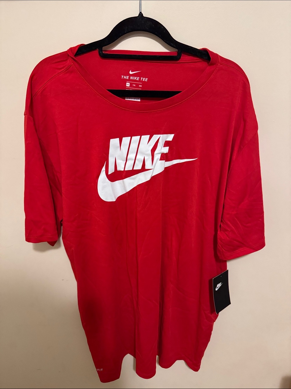 Nike Red Short-Sleeve Logo Tee with White Swoosh